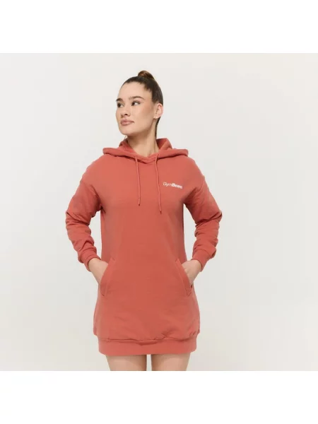Bluza fitness z kapturem długa Limitless Longline czerwona