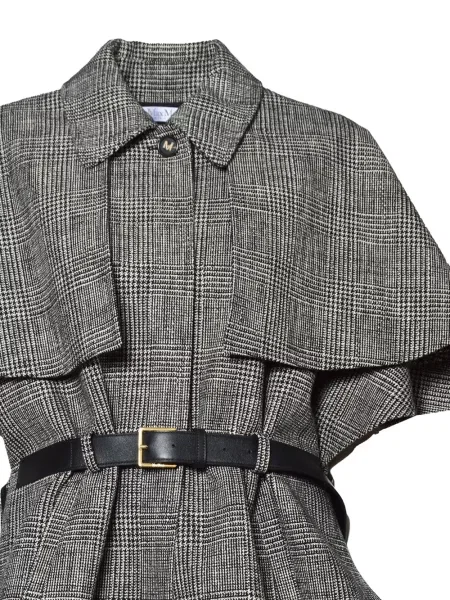 Cu centură geacă Max Mara în carouri gri