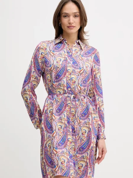 Marc Aurel rochie tip cămașă cu vâscoză albastru