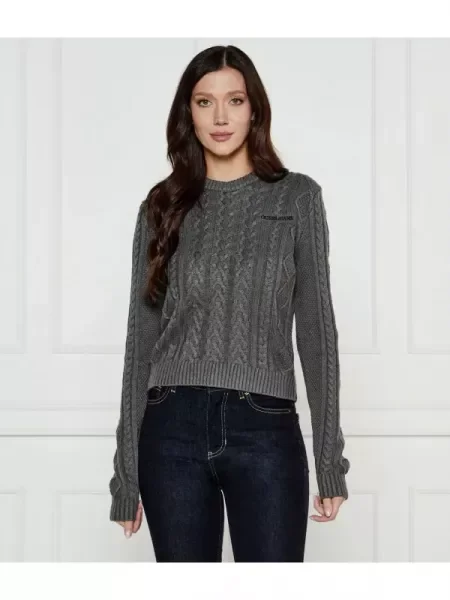 Guess Jeans Pulover cu adaos de lână gri