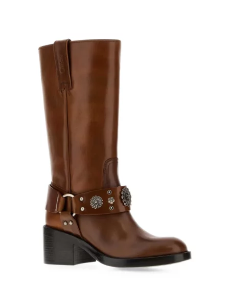 Botine Chloé din piele cu tepi maro