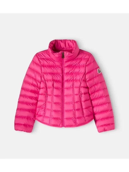 Pūkinė striukė Moncler Enfant rožinė