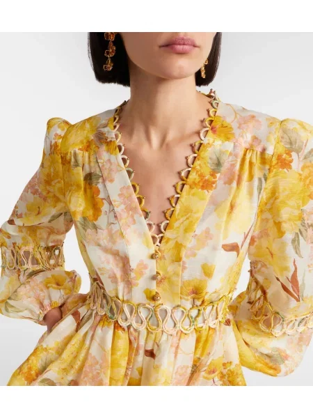 Rochie Zimmermann de in cu model floral galben