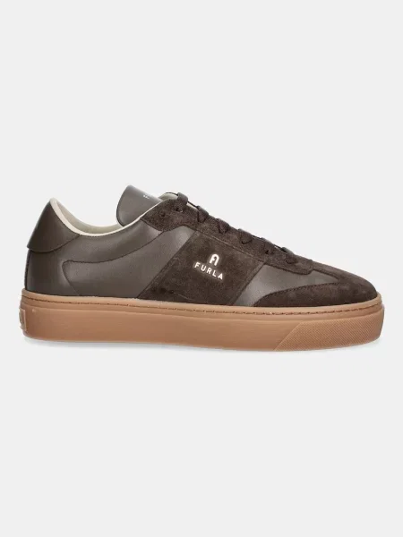 Замшеві кросівки Furla Enjoy Lace-Up Sneaker коричневий - ціна