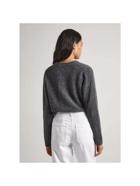 Sweter Pepe Jeans wełniany z okrągłym dekoltem szary
