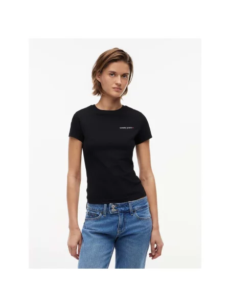 Tricou Tommy Jeans cu autograf negru