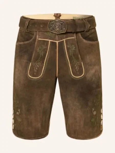 Hirscher Kožené Kalhoty Burghausen tmavě hnědá