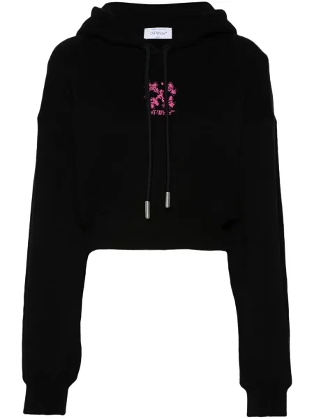 Decupat hanorac cu glugă Off-white cu broderie alb