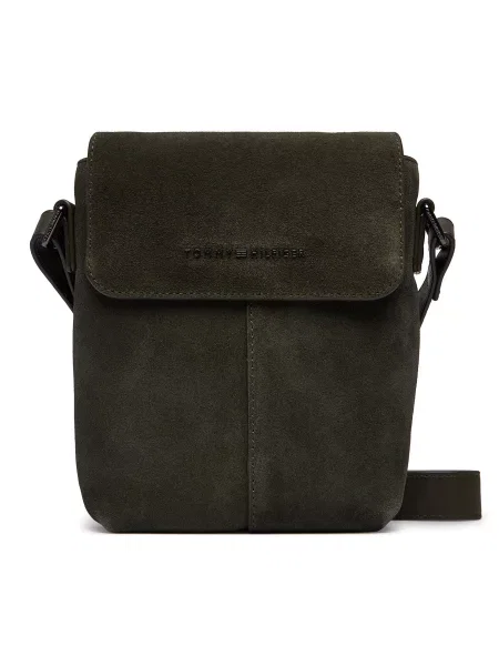 Torbica za okrog pasu Tommy Hilfiger Metal Logo Suede Crossbody Bag zelena
