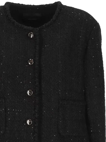 Bouclé geacă Thelaurent cu paiete negru