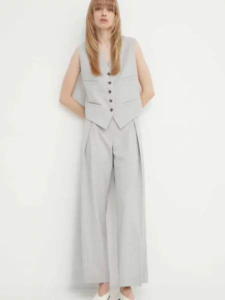 Жилетка з домішкою вовни Day Birger et Mikkelsen Rudy Classic Wool Blend однобортний сірий