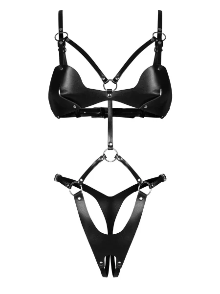 Эротическое боди из экокожи Боди_Obsessive_Dame_Controle чорне