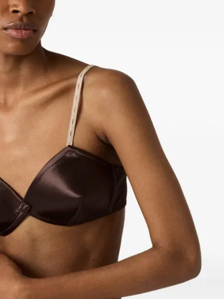 Sutien Miu Miu din satin maro