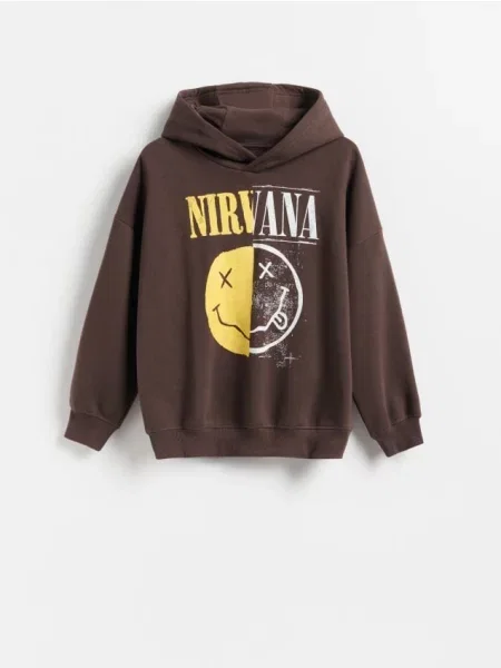 Reserved Світшот Nirvana темно коричневий