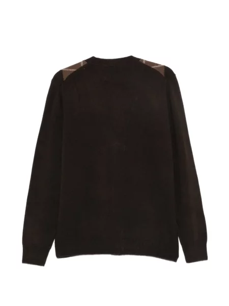 Cardigan Mc2 Saint Barth cu broderie cu model argyle maro