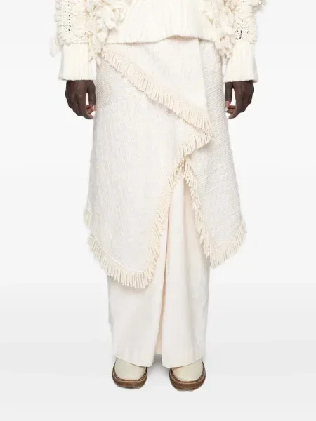 Spódnica midi Muller Of Yoshiokubo z frędzli asymetryczna do kolan biała