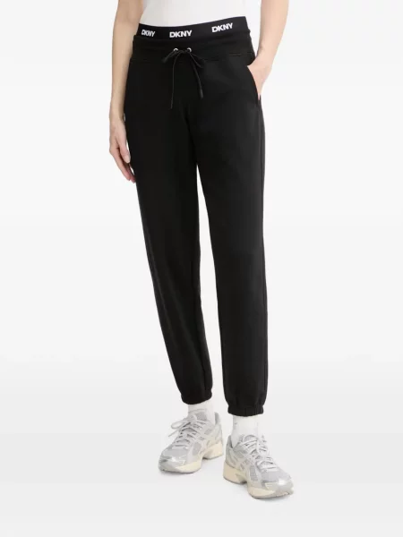 Pantaloni Dkny alergare cu autograf cu cordon negru
