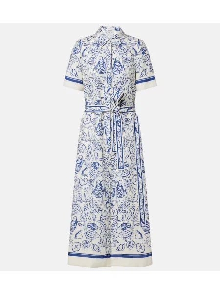 Rochie tip cămașă Simkhai de in cu imagine alb