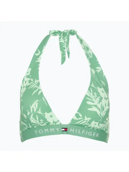 Горнище на бански костюм Tommy Hilfiger Halter Rp Print floral tropical aop fort green зелено