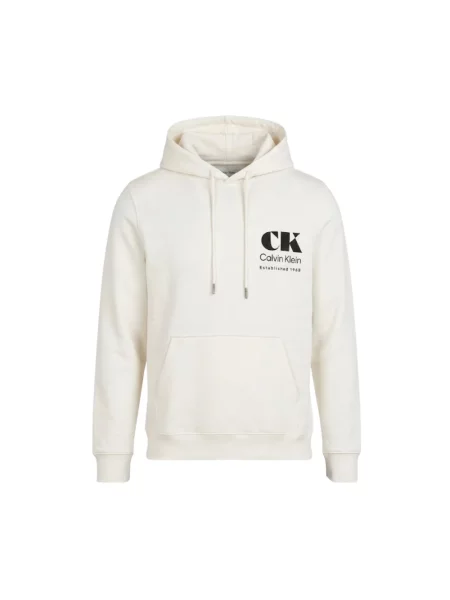 Bluza z kapturem Calvin Klein z kapturem biała