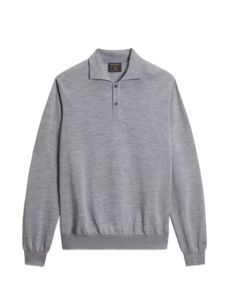 Tricou polo Woolrich de lână gri