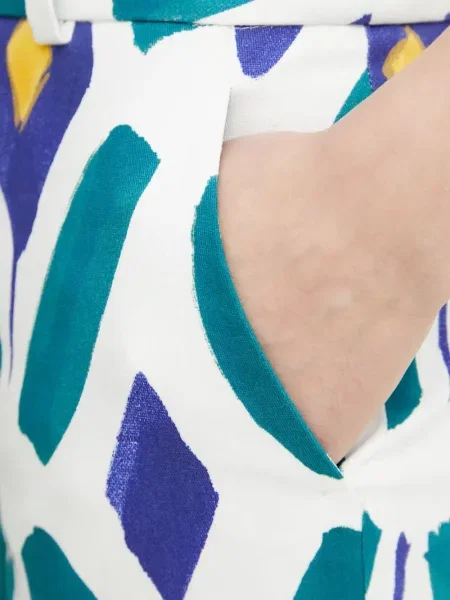 Pantaloni Luisa Spagnoli cu imagine cu imprimeu abstract albastru