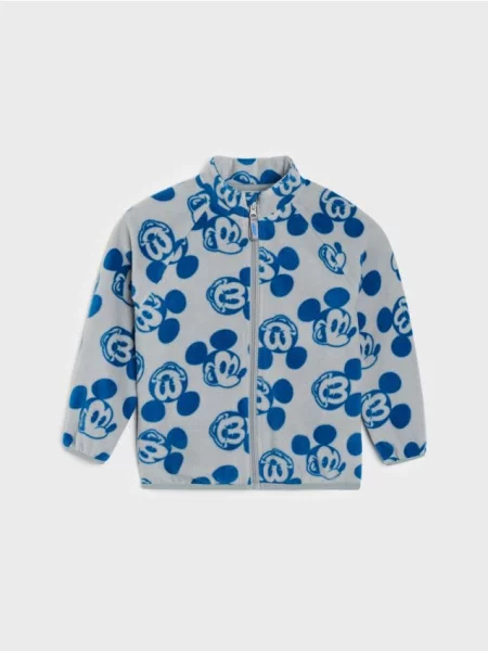 Sinsay Rozepínací flísová mikina se stojáčkem Mickey Mouse šedá
