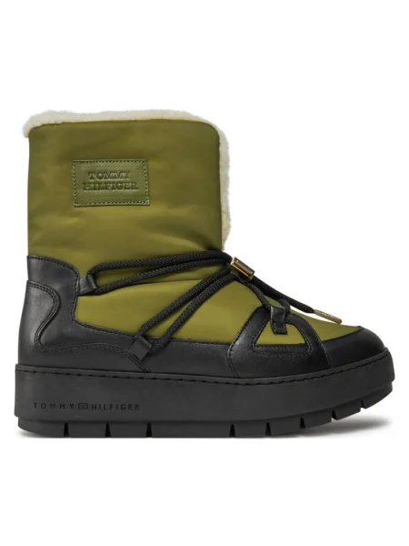 Tommy Hilfiger Cizme de zăpadă Tommy Essential Snowboot verde