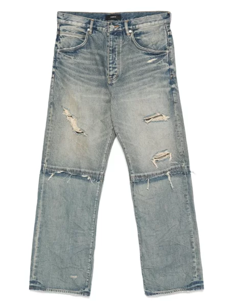 Široké džíny Purple Brand s oděrkami modré