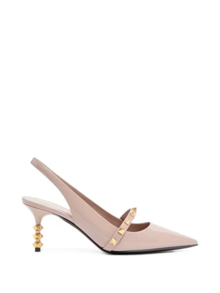 Pantofi cu toc Valentino Garavani din piele de lac slingback roz