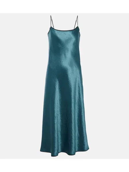 Rochie Vince din satin de costum albastru