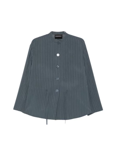 Koszula Emporio Armani w paski ze ściągaczem szara