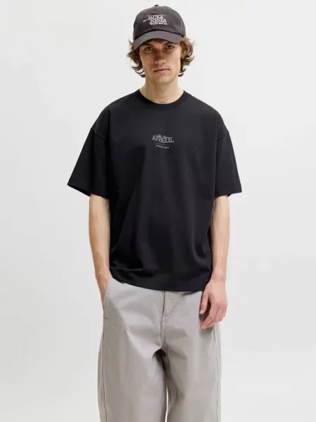 JACK & JONES Tricou JJEBarron Studio bej / gri deschis / negru alb