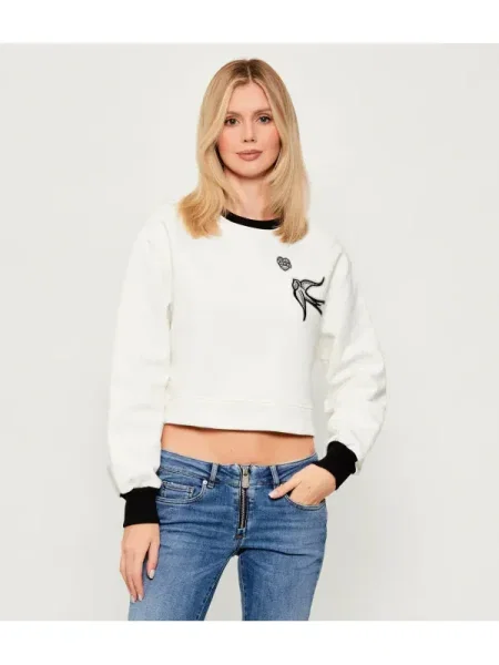 Pinko Pulóver MANDORLATO | Cropped Fit fehér