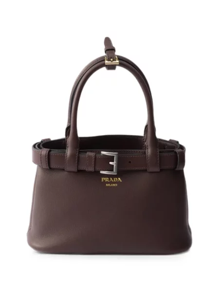 Cu centură curea Prada din piele cu cataramă maro