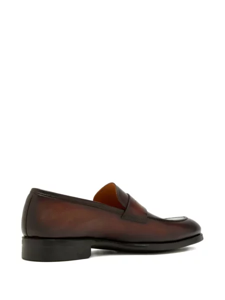 Loafersy Magnanni skórzane na ramiączkach brązowe