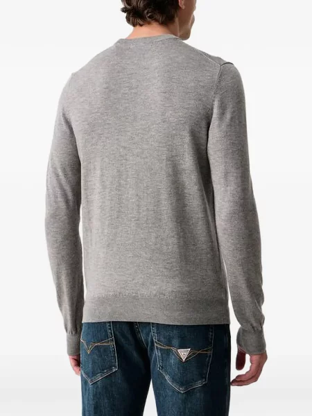 Pulover Guess cu broderie cu decolteu rotund gri
