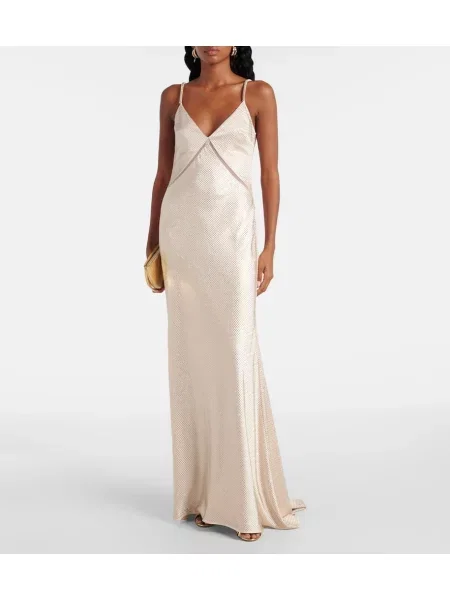 Rochie Roland Mouret din satin bej
