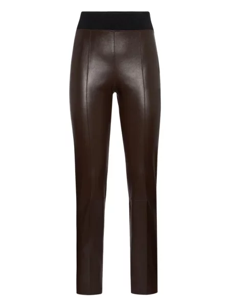 Leggings Brunello Cucinelli din piele maro