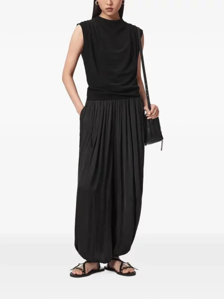Top Allsaints fără mâneci drapat negru