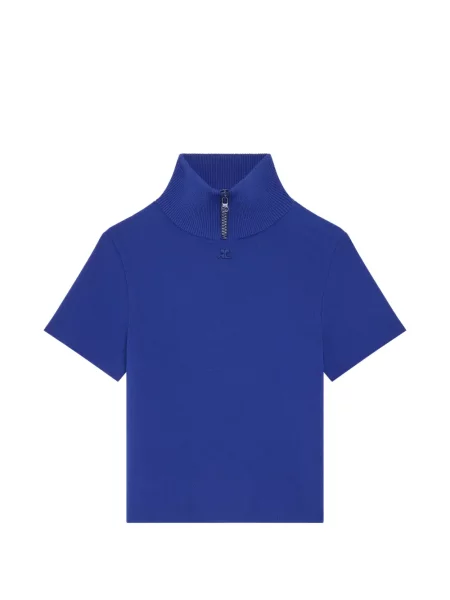 Gulerat top Courreges tricotate albastru