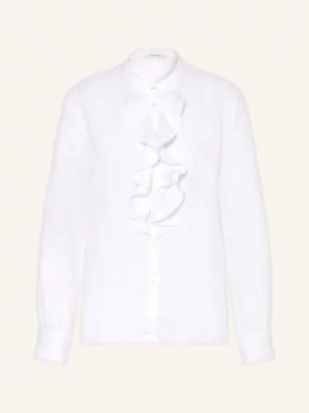 Soluzione Bluzka Lniana Z Falbanami weiss biała