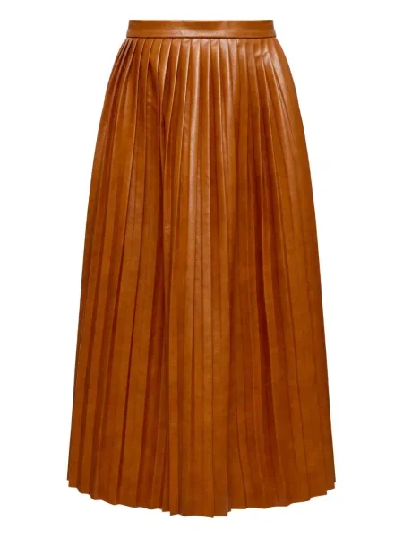 Fusta plisata Mm6 Maison Margiela plisată până la genunchi portocaliu