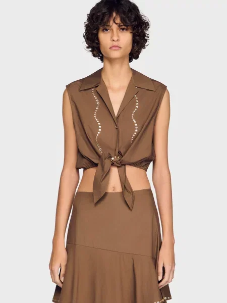 Топ Sandro коричневий