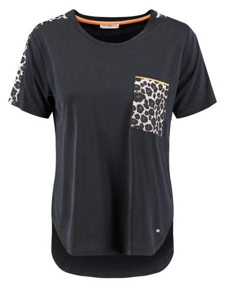 Key Largo Tricou Kitty maro închis / gri piatră / portocaliu negru