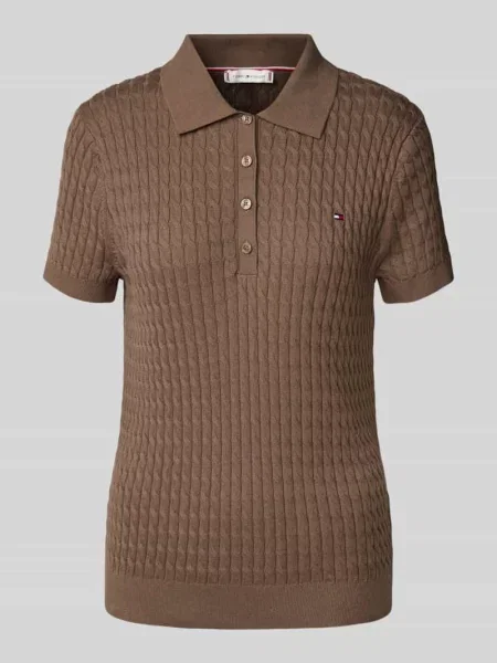 Bluzka z dzianiny o kroju regular fit ze ściegiem warkoczowym Tommy Hilfiger czarna