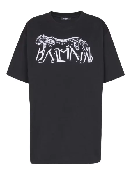 Tricou Balmain cu imagine cu model leopard negru