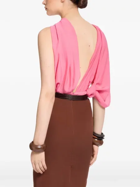 Fustă tip creion Elie Saab din dantelă maro