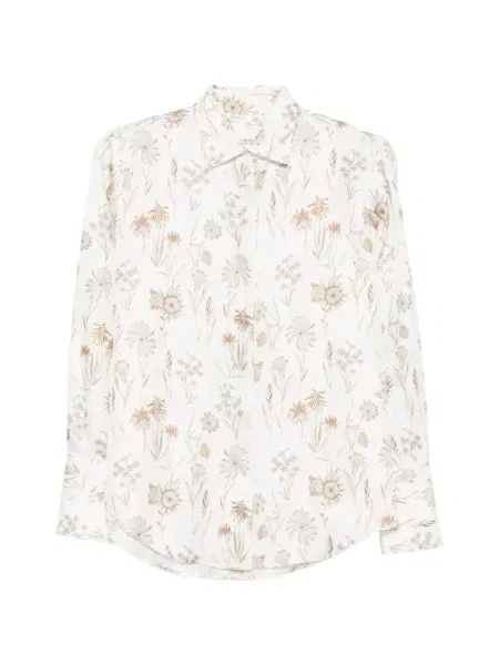 Lung cămașă Amina Rubinacci cu model floral cu imagine alb