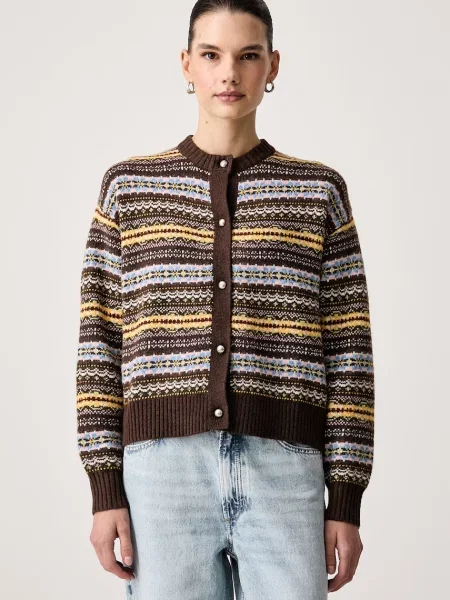Levi's cardigan de damă cu amestec de lână CHARLOTTE CREWNECK maro
